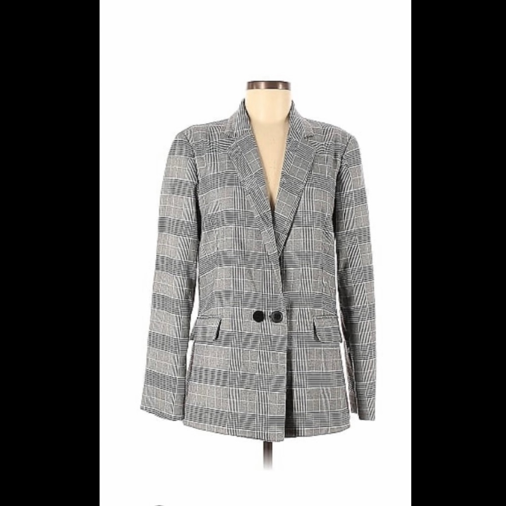 Seek The Label Woman’s Plaid Loose Fit Double Breasted Blazer Jacket Sz S